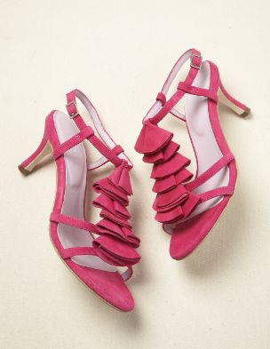 Pink Suede Ruffle Heels
